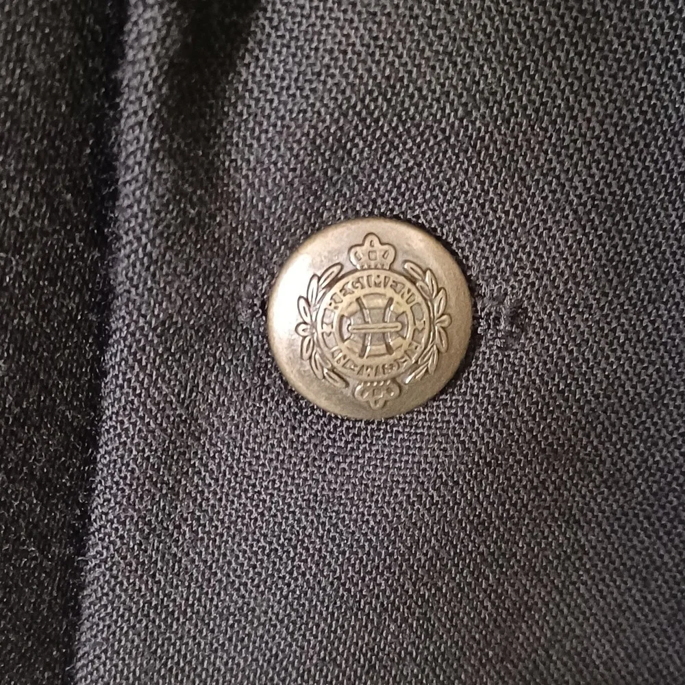 Bert Pulitzer Navy Blazer 42L Gold Crest Button Wool Blend Sport Coat Preppy Vtg